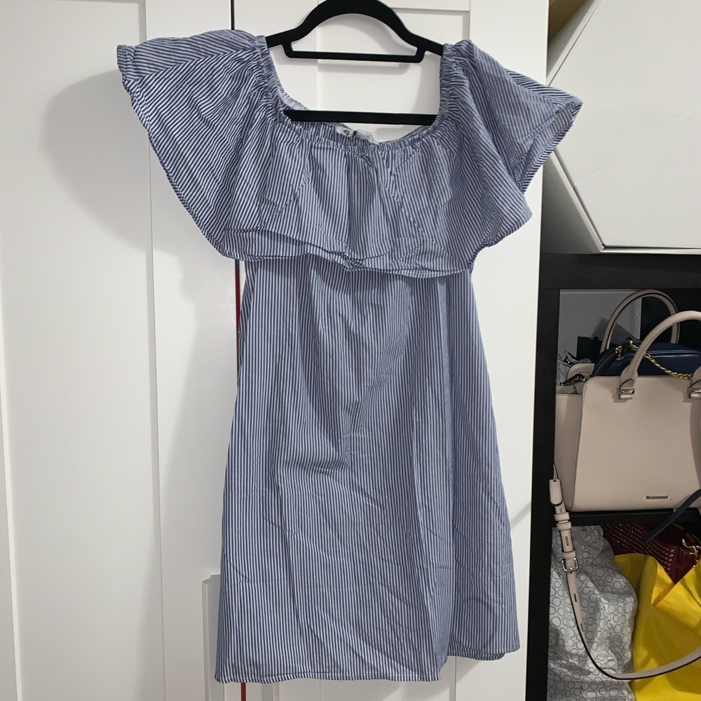 Used striped off the shoulder IRIS Dress